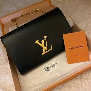 Louis Vuitton Louise GM Black handbag W/ Gold Chain Sold Out.